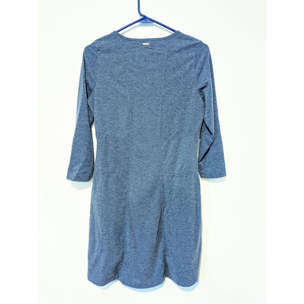 Prana Soskia Wool Blend 3/4 Sleeve Fit & Flare Blue Heather - Picture 5 of 8